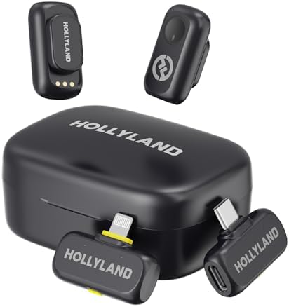 Hollyland Lark A1 Combo Wireless Lavalier Microphone, 48kHz/24-bit Audio, 3-Level Noise Cancellation, 200m Range, Clip-On Mic for iPhone 15/16, Android, YouTube, Podcast & Vlog