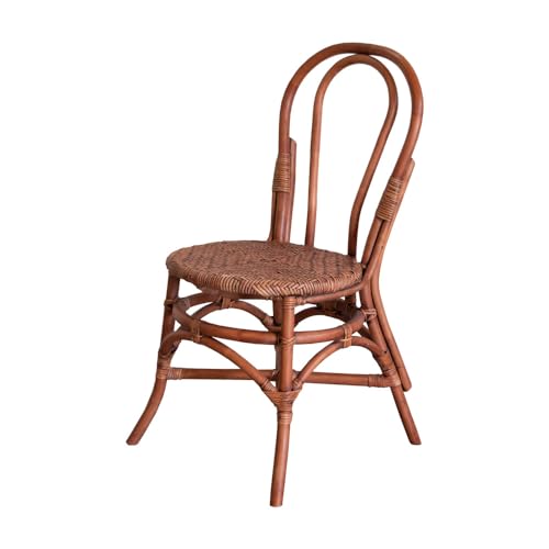 EME Silla Thonet Ratán Natural Fabricada con Fibras 100% Naturales Color Nogal. Incluye 1 Unidad. Silla de Ratán Apilable Ideal para Usar en Comedor, Eventos y Hostelería