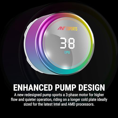 Image of Ant Esports ICE Chroma 360 ARGB 360mm ARGB Liquid Cooler /AIO with CPU Temperature Display - White | Support Intel & AMD CPU Socket AM5, AM4, AM3, LGA1700, 1200, 2066, 1151 | Evaporation-Proof Tubing