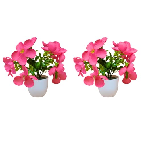 Image of fancymart Artificial Real Touch Flower Plant with Pot (Pack of 2), 16 cm Height, Decorative Faux Floral Plant for Home, Office, Living Room, Bedroom, Table & Shelf Decor
