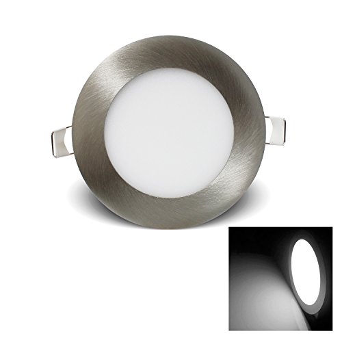 Preisvergleich Produktbild BAODE LED PANEL,Ultraslim Einbauleuchte,Einbaustrahler Leuchte 6W Dimmbar Gebürstet Silber Deckenlampe Kaltweiß Ø120mm Downlight(1er Pack)