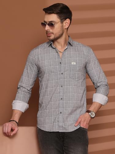 Image of Majestic Man Men's Comfort Slim Fit Pure Cotton Opaque Checked Casual Shirt