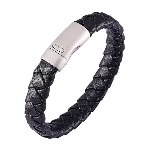 Aotiwe Männer Armband, Schmuck Personalisiert Herren Einfaches Armband aus Geflochtenem Lederband Stahl Edelstahl 20.5cm