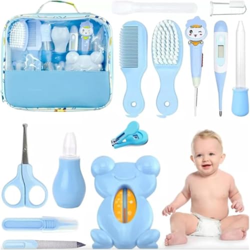 Kit Higiene Bebe Recém Nascido,Estojo Cuidado Bebê com 13 em 1 com Tesoura, Pente para Bebe, Termôme