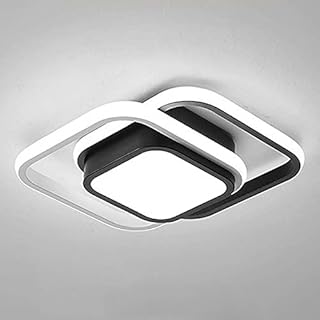 LED Ceiling Light Small 2 Squares Modern Nordic Fashion White Black Aisle Lights for Stairs Hallway Porch Kitchen Warm Light Cool White Light 21W (Cool White Light)