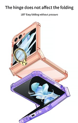 Image of BOUNCEBACK Transparent Shockproof Hinge Cover Ring Case for Samsung Galaxy Z Flip5 / Galaxy Flip 5 Case Cover - (Clear Green | Rubber)