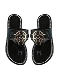 GORGLITTER Girl's Metallic Thong Flat Sandals Dressy Slip On Summer Walking Flip Flops Black 5