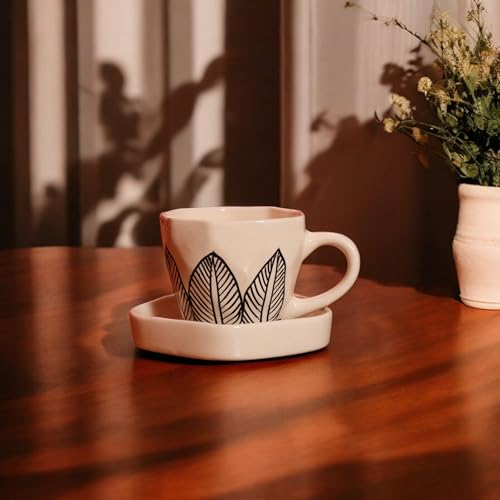 Image of Ceramic Coffee Cup with Saucer Set of 1, 250ML Microwave and Dishwasher Safe Large Tea Cups | Large Cup for Coffee | Ideal Use for Every Occasion, Gifting