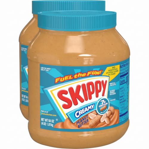 SKIPPY Peanut Butter, Creamy, 7 g protein per serving, 64 oz (Packaging May Vary) (Pack of 2)