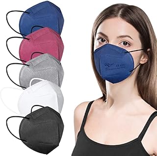 KKmier FFP2 Masks, 30pcs FFP2 Face Masks Coloured Black UK CE Certified EN 149:2001+A1:2009 Standard Face Mask FFP2, 5-Layer Filtering Particle > 95%