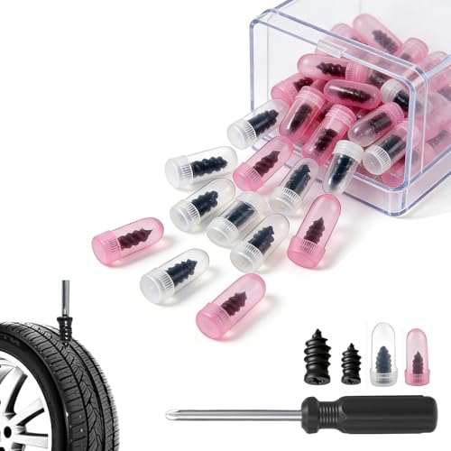 Image of Tire Repair Rubber Nail Kit with 2 Sizes, 2026 New Fast Self-Service Tire Repair Tools, Emergency Tire Repair for Car Truck, Tire Repair Screws for Tubeless Tires (20PCS，with Screwdriver)