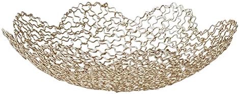 Decorative Bowls for Home Decor and Centerpieces - Gold Vegetable Fruit Bowl for Kitchen Counter, Table Centerpieces for Dining Room and Living Room Decor, Fruit Basket for Kitchen (Small)