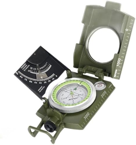 KRICHIT Military See-Through Compass, Military Compass for Hiking, lenticular Sight, Waterproof, Durable, inclinometer for Camping and Hunting Outdoor, Scouting, Geological Activities, Boating