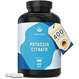 Potassio – 2.222 mg al giorno – 400 capsule – Citrato di potassio con potassio elementare – Scorta per 6 mesi – Vegano e senza additivi - testato in Laboratorio, produzione Tedesca – TRUE NATURE®