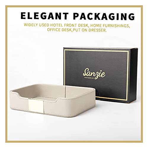 SANZIE-Luxury-Leather-Tray-Desktop-Storage-Catchall-Organizer-Decorative-Tray-for-Entryway-Table-to-Hold-Jewelry-Watch-Cosmetics-Keys-Phone-Wallet-Home-Office-Accessories-Grey