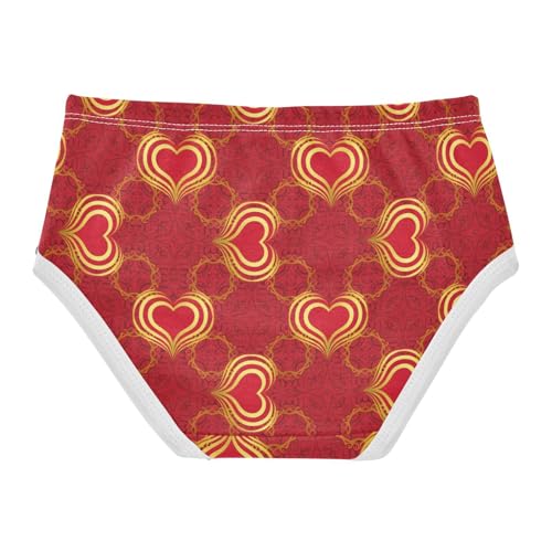 Joisal Elegant Red Gold Hearts Little Girl Panties Toddler Girls Underwear Cotton Animals Briefs Undies Kids 2t2