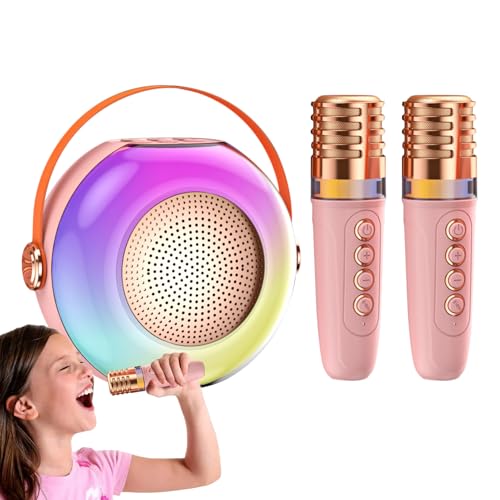 Karaoke - Musical con Dos micrófonos, máquina portátil con Luces, para cumpleaños, Fiestas Familiares y Celebraciones de Fin de Semana