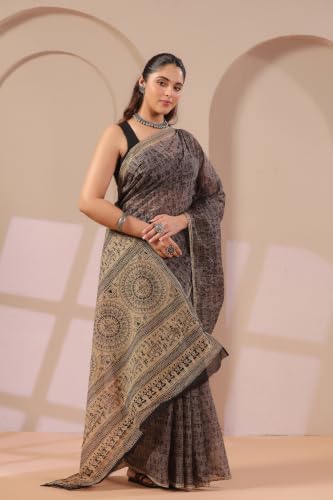 Image of TAMAIRA FASHION Mulmul Pure Cotton Saree For Woman Warli Printed |Office Wear Daily Wear Sarees For Women Without Blouse Piece(Available in 16 Colours)