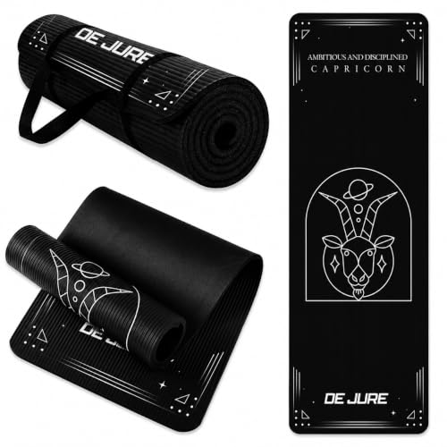 Image of De Jure Fitness Yoga Mat for Women and Men, 8mm Extra Thick Non-Slip NBR Exercise Mat for Yoga, Pilates, Gym & Floor Workouts - with Carry Strap - Capricorn