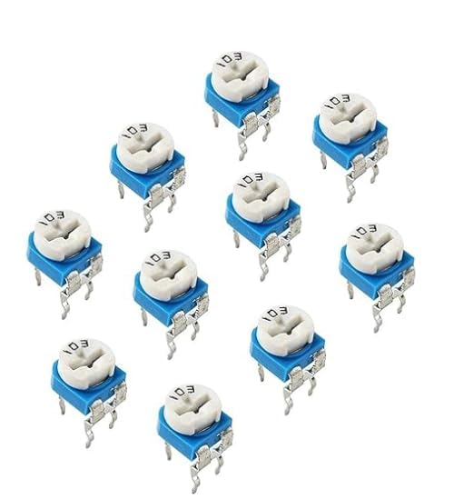 10K Ohm Trimmer Potentiometer, Vertical PCB Mount Variable Resistor, 103 Preset Adjustable Resistor, Blue and White, 10 Pieces-picture-30