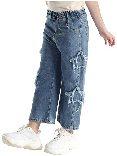Kids Girls Baggy Jeans Summer Casual Wide Leg Denim Pants Print Star Jeans2