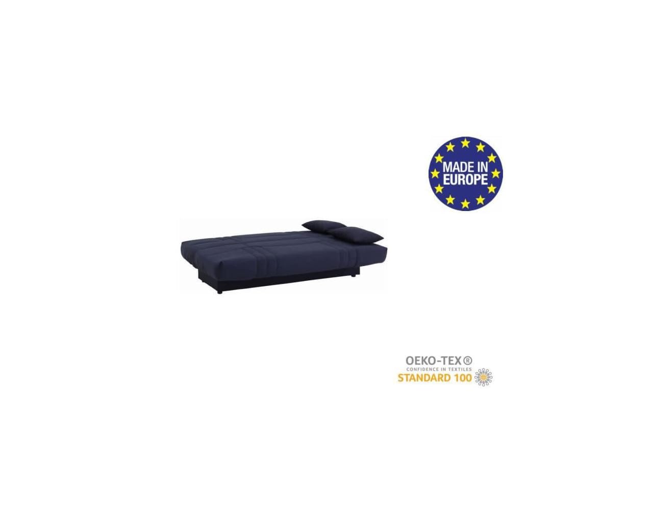 Générique Dream Banquette clic clac 3 Places - Tissu 100% Coton - Bleu foncé - Contemporain - L 190 x P 92 cm