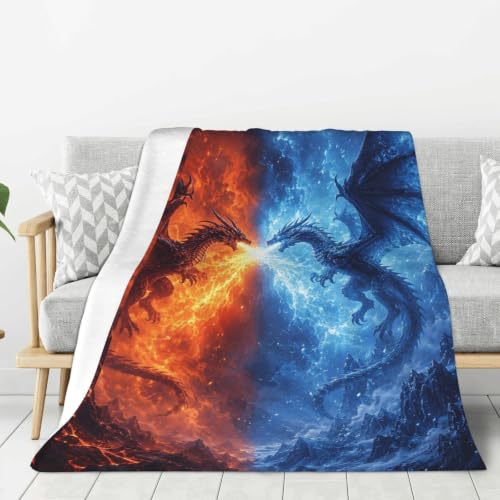 Soft Flannel Throw Blanket for Couch Bed Sofa Ember Ice Dragon