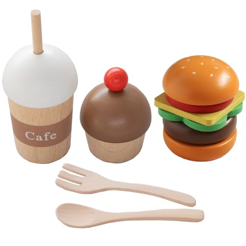 木製おもちゃのだいわ ハンバーガー&カフェで過ごす休日 カフェ ままごとセット 食べ物 木のおもちゃ ままごとキッチン ままごと