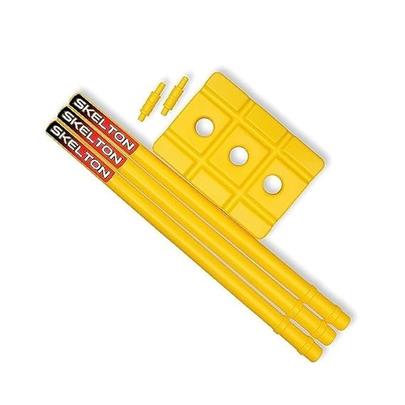Skelton Cricket Stumps with Stand Cricket Kit Plastic Wickets for Cricket Standard Wickets for Cricket Ground | Match | Tournament Stump with Stand & Bails | Yellow Color | Plastic Wickets Set | (3) (B0CCDCBXT4) Amazon Price History, Amazon Price Tracker