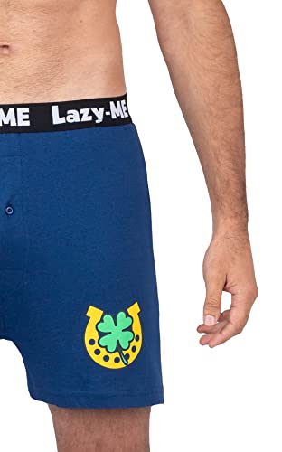 Lazy Me Men's Funny Novelty Boxer Shorts Humorous Underwear, Gag Gifts for Him, Navy - Irish, Size X-Large3