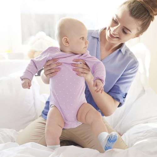 ELUTONG Non Slip Grip Socks Kids Anti-Skid Socks 12 Pairs for 1-7T Baby Toddler Boys and Girls3