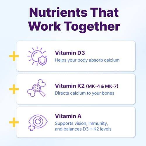 InnovixLabs Vitamin D3 K2-5000 IU Vitamin D3 Plus 600 mcg Vitamin K2 MK4 and MK7 for Max Calcium Absorption, Supports Bone, Immune, Heart Health, 3rd Party Tested, Gluten Free, 60 Softgels