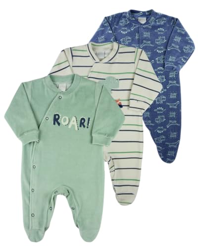 Macacao Bebe Menino Plush Estampado Liso e Listrado Kit Macacao P...