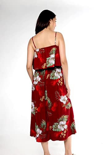 Image of Matchable Family Hawaiian Luau Men Women Girl Boy Clothes in Pineapple Garden Burgundy
