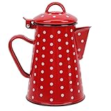Black Rim Enamel Coffee Pot: Esmalte Look Tall Pot Camping Coffee Percolator Tetera Coffee Pot Orit Pot Pot Turco Té Pot Tea Tetera Pot para Camping Cocina Grupo 0. 8L Mochilero