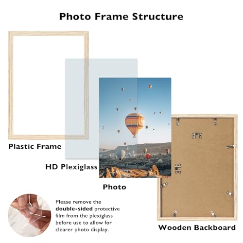 Image of JCJMY 12x15 Picture Frame Natural for Wall Hanging, Wall Mounting Horizontally or Vertically, 12 x 15 Wall Gallery Poster Photo Frame with Shatter Resistant Plexiglass, Natural