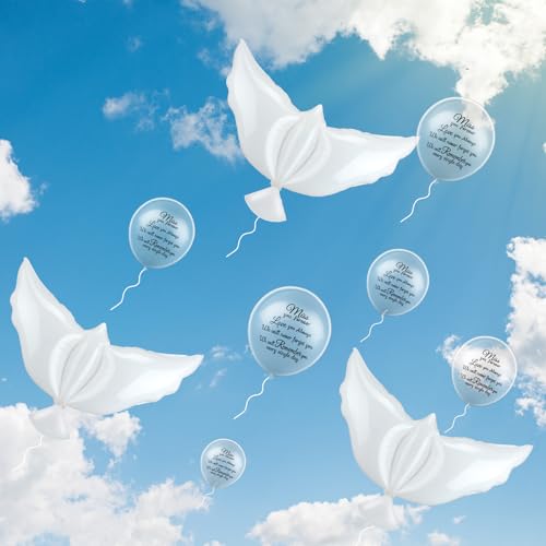 Image of Skylety 36 Pcs Memorial Balloons to Release with Dove Balloon,Transparent | Helium, Remembrance for Heavenly Birthday, Memorial Services, Release in Sky Ceremony, Forever in Hearts Messages