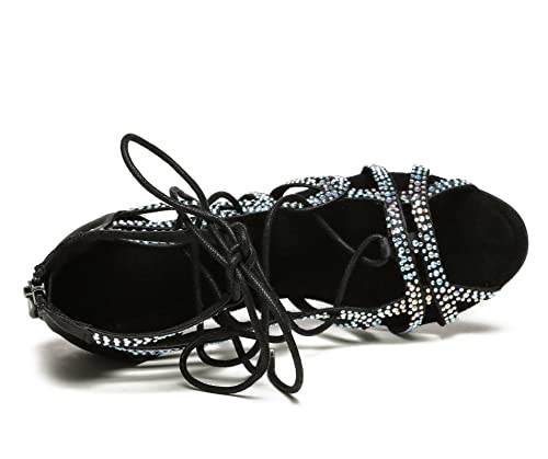 Minishion Women's Ballroom Dancing Boots Lace-up Latin Shoes Formal Party Sandals4