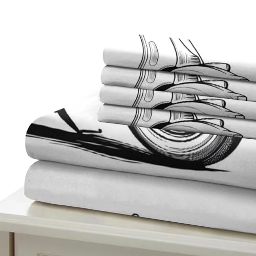 Housse de couette scooter vintage imprimé 3D en microfibre résistante haute couture