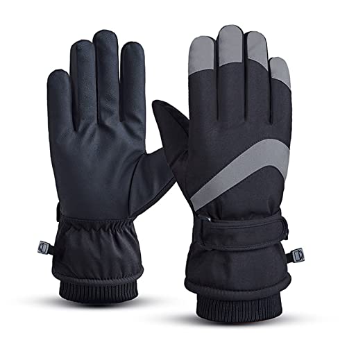 FUUBAMB00 Gants Thermiques Hiver Coupe-Vent Épaissir Équipement D'équitation de Moto en Plein Air Écran Tactile Gants de Ski Équitation Gants de Neige,Black,L(Palm11cm)