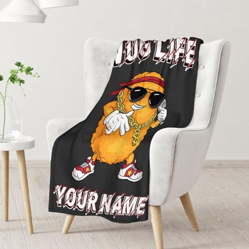 Mercuryelf Custom Chicken Nugget Blanket - Soft, Fuzzy & Warm - 50x60 Inches Flannel Throw Blankets for Living Room, Sofa - Black Funny Throws Gift for Teens