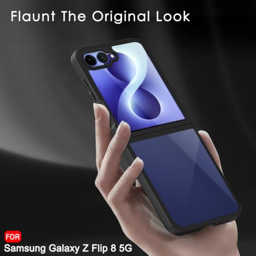 Image of TheGiftKart Hybrid Shockproof Back Cover Case for Samsung Galaxy Z Flip 8 5G | Camera Protection Module | Hard Back Cover Case for Samsung Z Flip8 (PC & TPU, Translucent Smoke Matte Back, Black Sides)