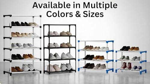 Image of NextZen Shoe Rack 5 Layer Multipurpose Shoe Stand & Organizer Rack, Premium Plastic Multipurpose Shoe, Cloth & Book Storage Shelf for Home, Balcony, Living Room & Workspace