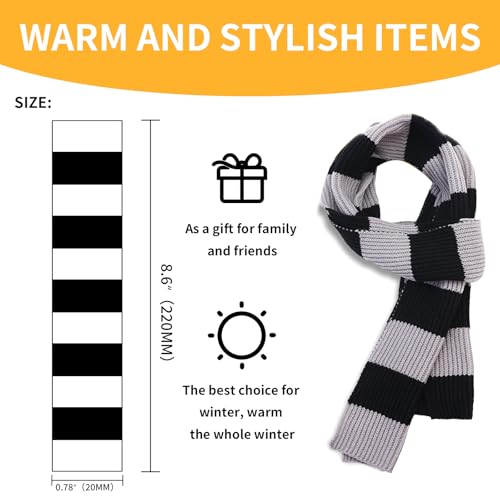 MULNRO Black and Grey Striped Scarf for Men | Thick, Gru Scarf,Halloween Gifts,Men Accessories Fashion - image 2