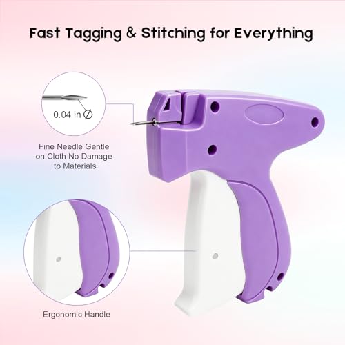 Image of Stitch Gun for Clothes, Handheld Quick Clothing Fixer | 3000 Fasteners (1000 Black /1000 White /1000 Color) + 6 Needles, for Quick Clothing Repairs, Retail Tagging, and Fabric Crafts
