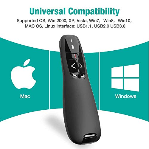 Image of SPIN CART Wireless Presenter Remote, 2.4GHz Wireless USB Presenter PowerPoint Remote PPT Clicker for Presentation
