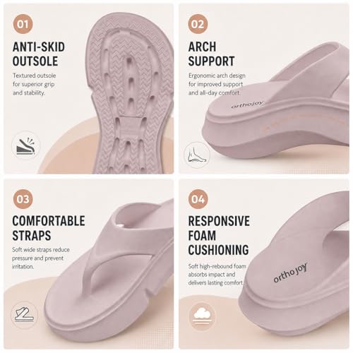 Image of ORTHO JOY Orthopedic Slippers for Women | Soft Cushioned EVA Flip Flops with Arch & Heel Support | Lightweight Anti-Slip Platform Thong Slides for Daily Wear, Indoor & Outdoor
