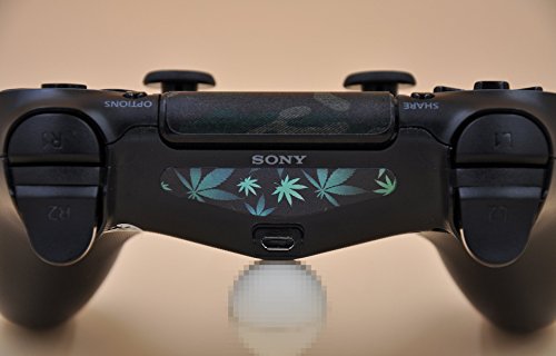 SKINOWN Pair of Weeds Black LED Light Bar Vinyl Decal 2PCS Sticker Cover Skins for PS4 Controllers