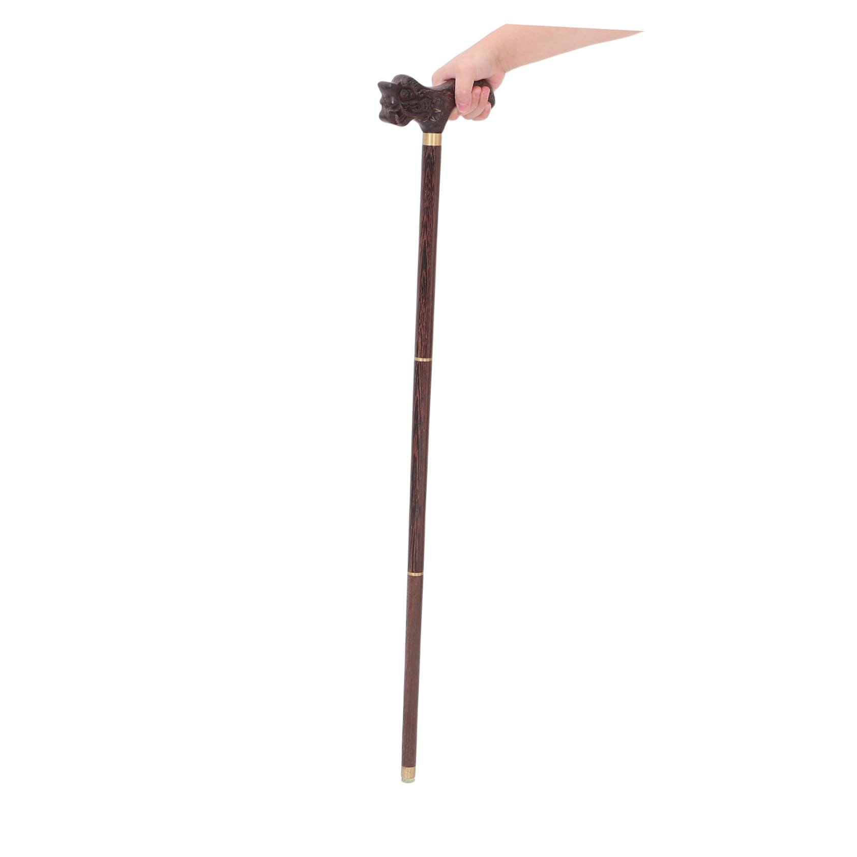 BESTYASH Bastón de Ébano Tres Secciones Ergonómico y Moderno con Cabeza de Dragón Tallada Mano para Actividades al Aire para Hombres y Personas Mayores Bastón de Madera Natural de Alta Gama