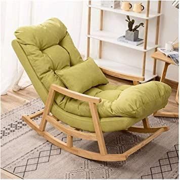 UJJAINI Tufted Rocking Chair Olive Green Beige - Image 4